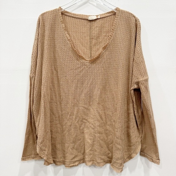 Urban Outfitters Out From Under Waffle Knit Loose Fit Top Tan Small - Picture 1 of 7